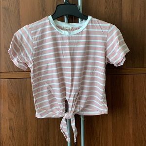 Pink and white striped crop top